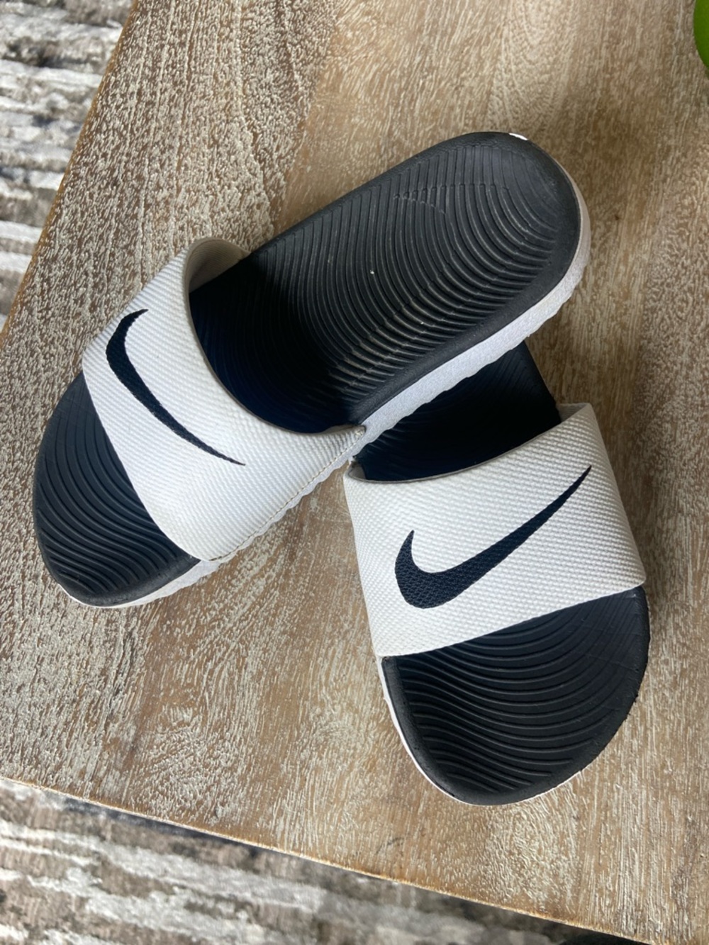 Nike Kids Black & White Swoosh Slide Sandals